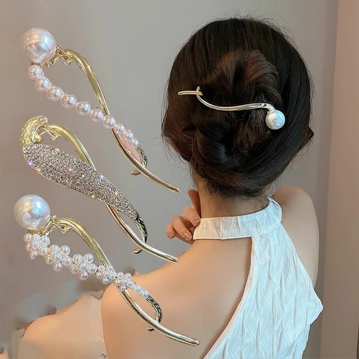 Elegant Glitter Pearl Hair Cli - Korean Girl Lifestyle review and price