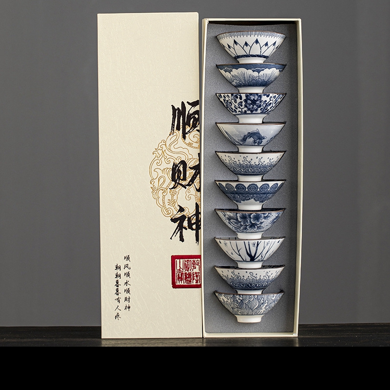 10pcs/box Blue and White Porce - Celadon Ceramic Cup review and price